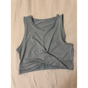 Yogalicious Heather Gray Twist Front Tank Top